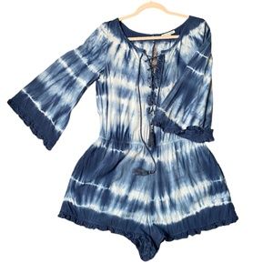 American Eagle Outfitters Blue Tie Dye Romper, Size L